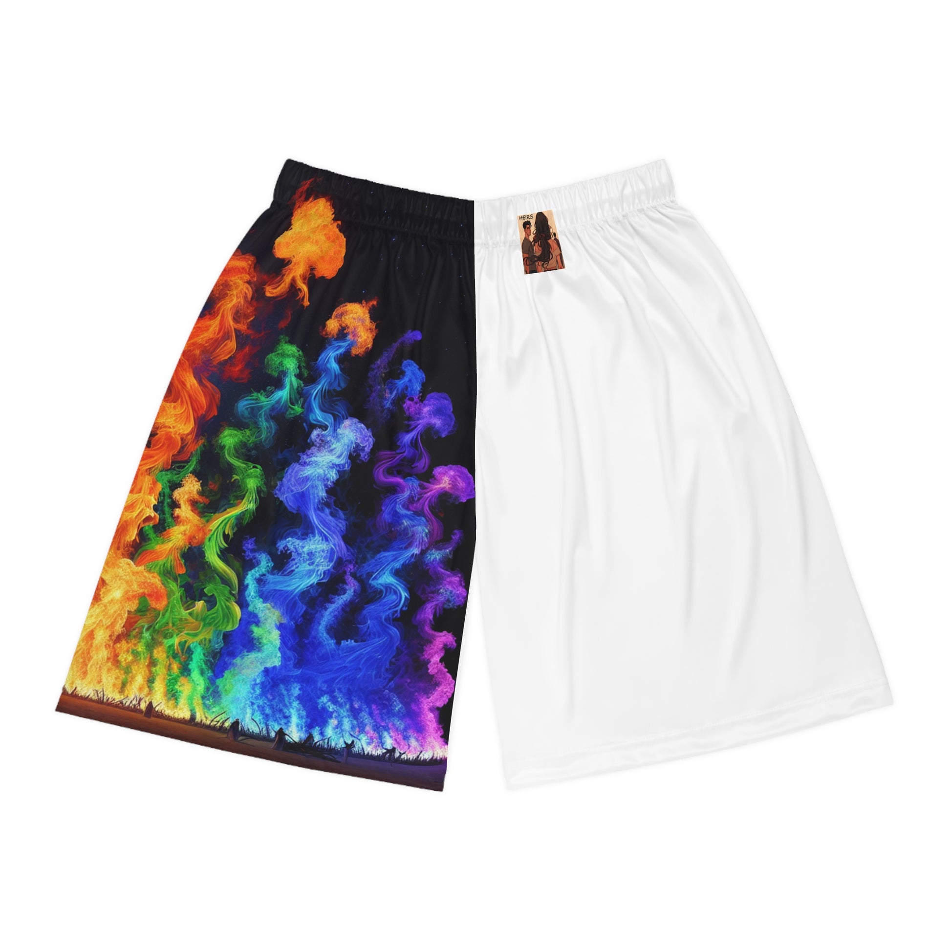 “HEIRS” Vibrant Fire Dance Basketball Shorts, Athletic Shorts, Sportswear, Summer Activewear, Gift for Athletes