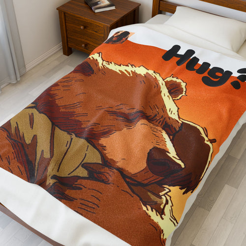 “HEIRS” Bear Hug Velveteen Plush Blanket - Perfect for Snuggles, Gifts, Home Décor, Bear Hug Theme, Warmth & Comfort