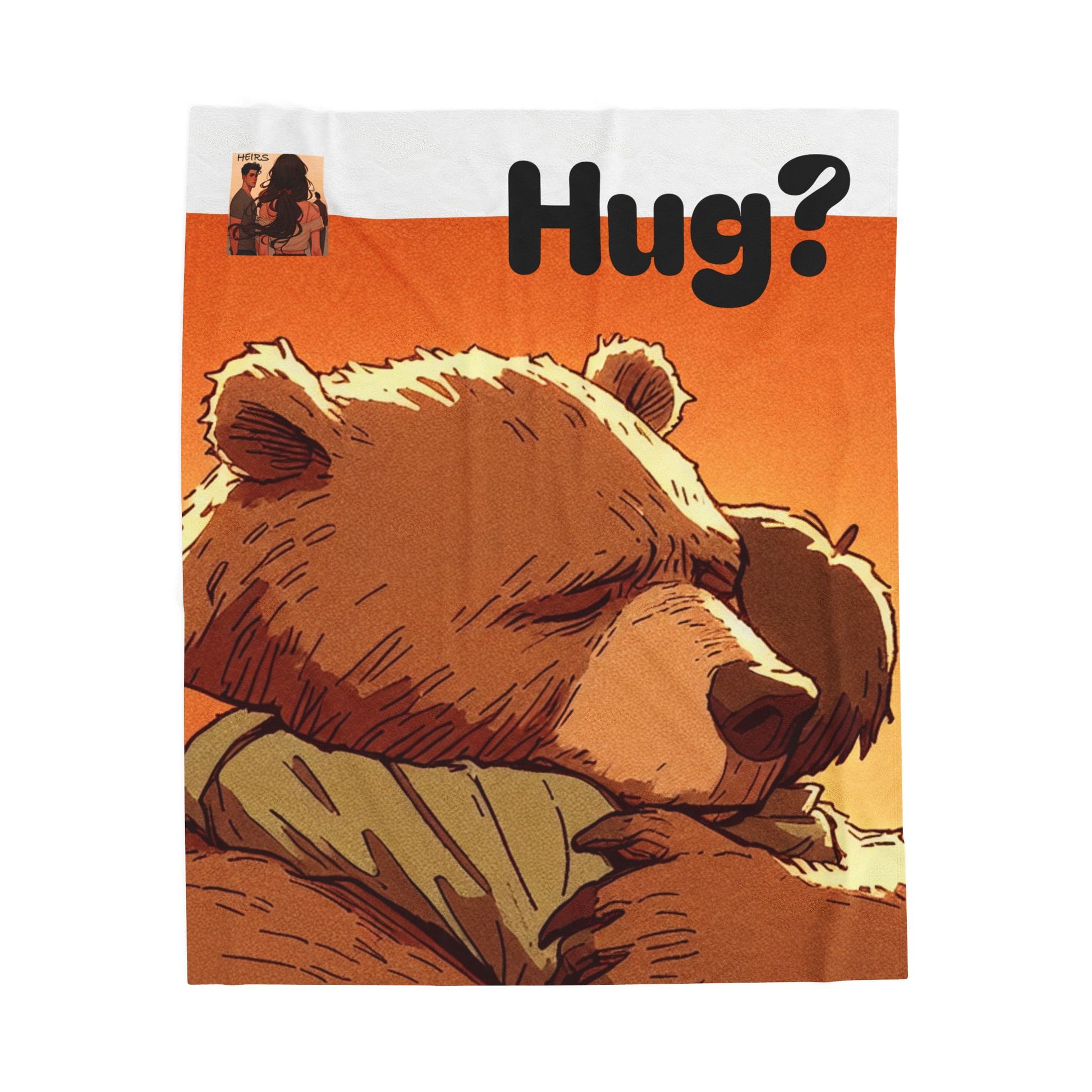 “HEIRS” Bear Hug Velveteen Plush Blanket - Perfect for Snuggles, Gifts, Home Décor, Bear Hug Theme, Warmth & Comfort