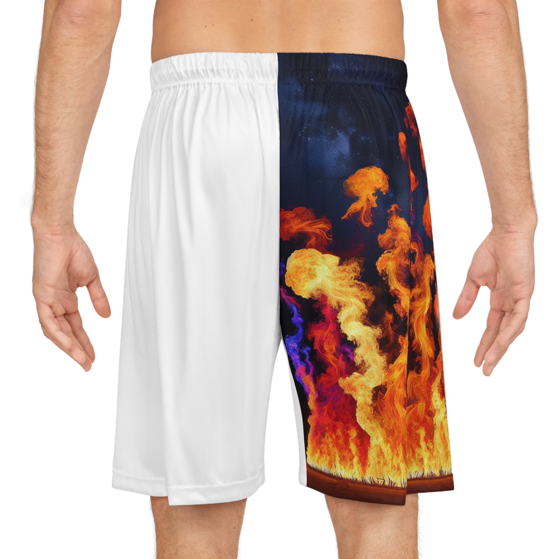 “HEIRS” Vibrant Fire Dance Basketball Shorts, Athletic Shorts, Sportswear, Summer Activewear, Gift for Athletes